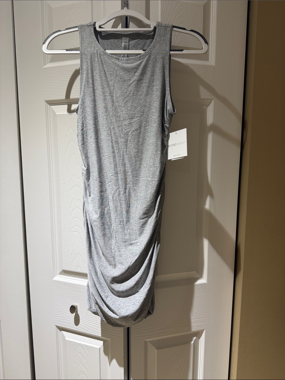 Beyond Yoga featherweight Sleeveless Grey Ruched Midi Dress